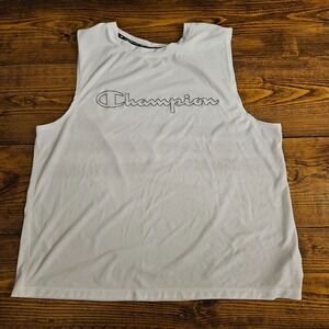 Champion Women's Sleeveless Muscle Tank Top XL‎ White Workout Shirt